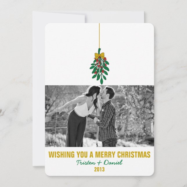 MISTLETOE KISS Flat Holiday Invitation Carte photo (Devant)
