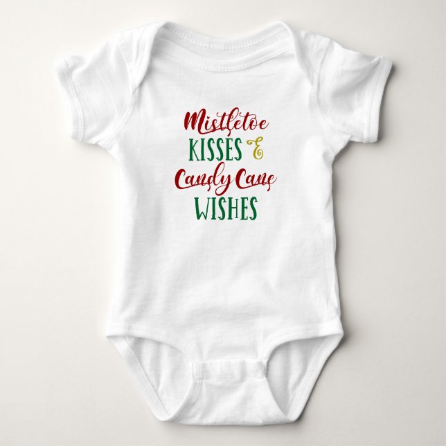 Mistletoe Kisses & Candy Cane Wishes Baby Strampler (Vorderseite)