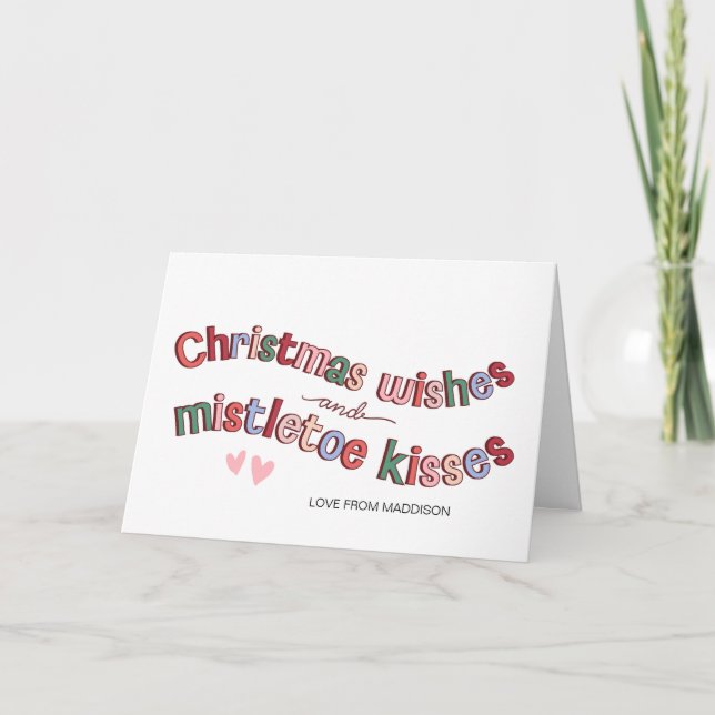 Mistletoe Kisses Christmas Wünsche für Ehemänner E Karte (Vorderseite)