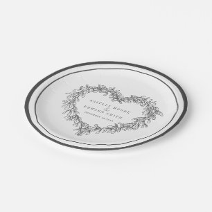 Mistletoe line Art Graue weiße Winterhochzeit Pappteller