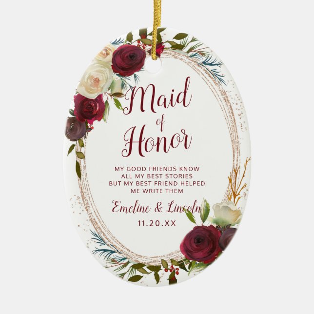 Mistletoe Manor Bloral zu Trauzeugin Zitat Keramik Ornament (Vorne)