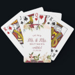 Mistletoe Manor Der neue Herr und Frau Newlyweds Spielkarten<br><div class="desc">Mistletoe Manor Watercolor Lush Winter Rose Design mit handgemalten Florals, Holly Berry Blätter, Pine Sprig Foliage und Watercolor Paint Brush Strokes. Farbenfrohe Marsala, Wein Merlot Rot, Burgund, Elfenbeincreme und Grün. Mit Wirbler Chic Typografie Pinselschrift Schriftart und elegante florale Grenze - The New Mr. und Mrs. Newlyweds wahren Personalisierte Spielkarten! ~...</div>