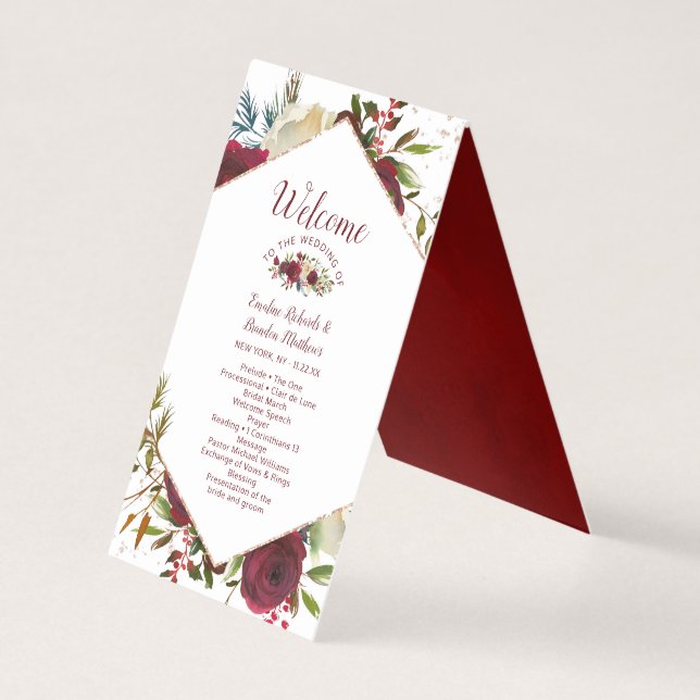 Mistletoe Manor Floral Mariage Cérémonie Programme (Front)