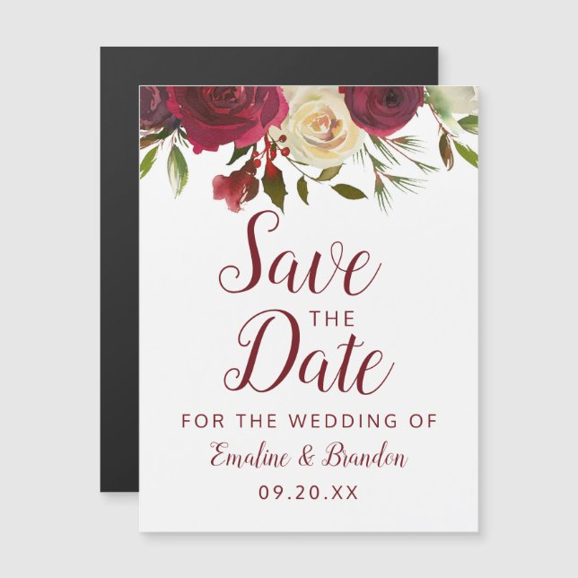Mistletoe Manor Watercolor Wedding Save the Date Magneteinladung (Vorne/Hinten)