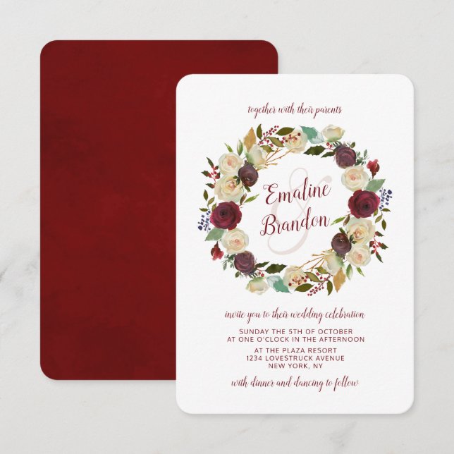 Mistletoe Manor Watercolor Winterkranzhochzeit Einladung (Vorne/Hinten)