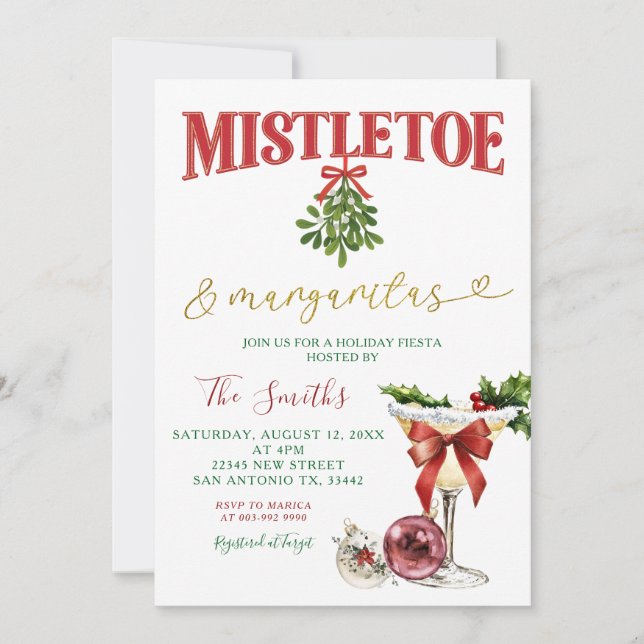 Mistletoe & Margaritas Winter Holiday Fiesta Party Einladung (Vorderseite)