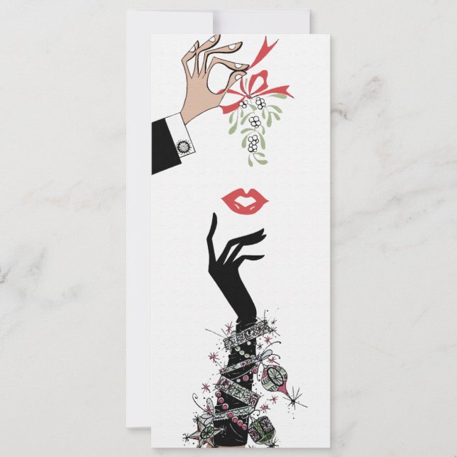 Mistletoe Mischief Illustration Fashion der 50er J Ankündigung (Vorderseite)