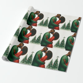 Mistletoe Moments 1 - Schwarze Menschen Weihnachts Geschenkpapier