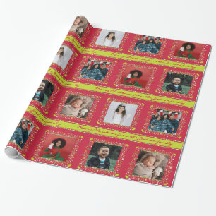 Mistletoe-Partridge-Streifen Rotes Weihnachtsfest Geschenkpapier