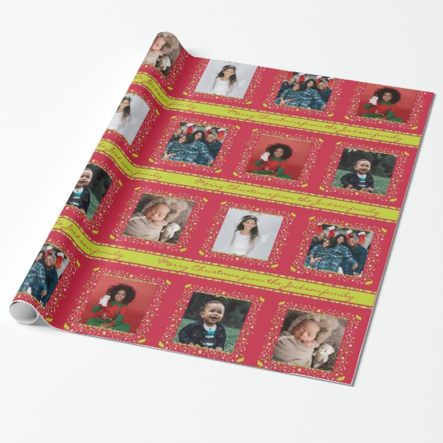 Mistletoe-Partridge-Streifen Rotes Weihnachtsfest  Geschenkpapier (Ungerollt)
