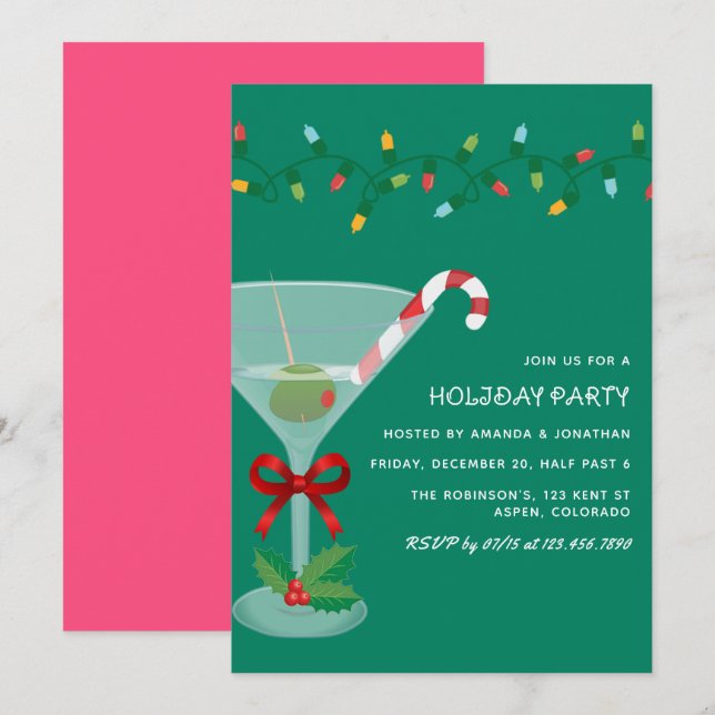 Mistletoe Pop Christmas Holiday Cocktail Party Einladung (Vorne/Hinten)