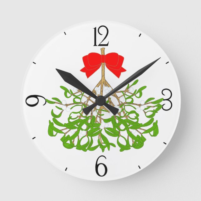 Mistletoe Runde Wanduhr (Vorderseite)