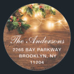 Mistletoe Rustic Christmas Return Address Label Runder Aufkleber<br><div class="desc">Für weitere Anpassungen klicken Sie bitte auf den Link "Weitere Anpassung" und verwenden Sie unser Design-Tool,  um diese Vorlage zu ändern.</div>