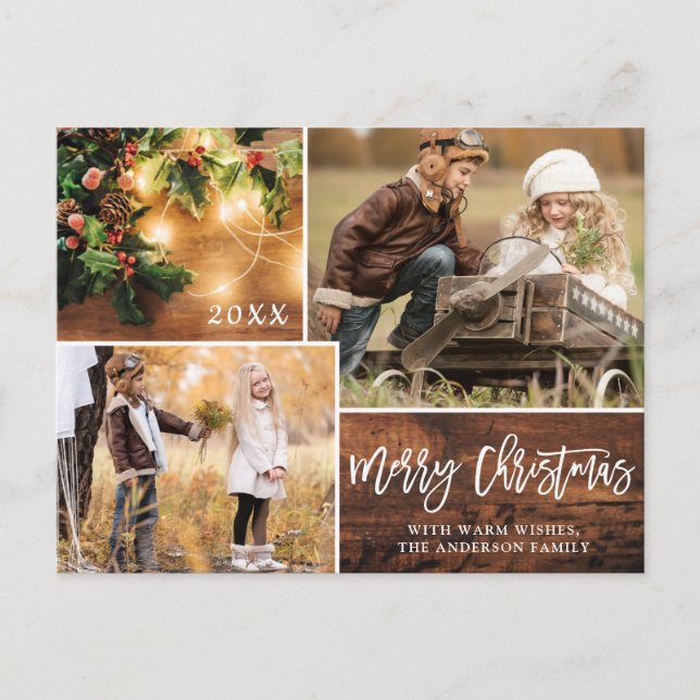 Mistletoe Rustikales Weihnachtsfeiertag Foto Gruß Postkarte (Vorderseite)