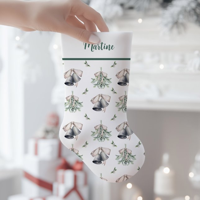 Mistletoe Silver Bells Traditional  Kleiner Weihnachtsstrumpf (Mistletoe Silver Bells Christmas Stocking)