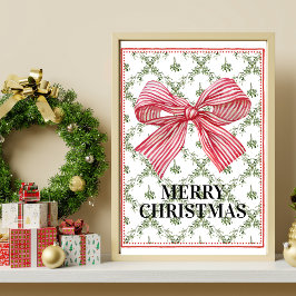 Mistletoe Trellis Red Bow Art Poster