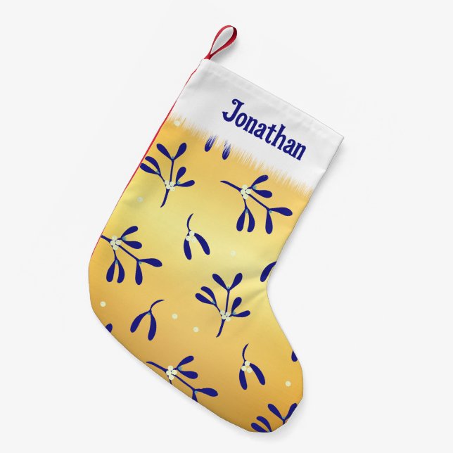 Mistletoe und Berries Stilvoll Personalisiert Kleiner Weihnachtsstrumpf (Vorderansicht (hängend))
