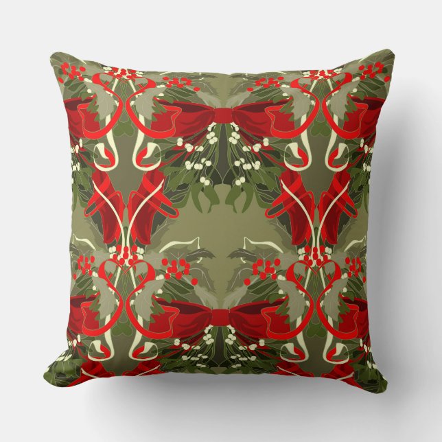 Mistletoe und Holly Christmas Throw Kissen (Vorderseite)