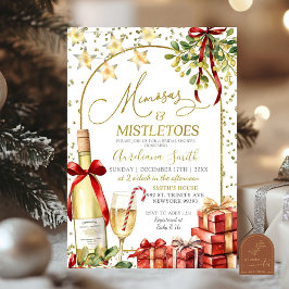 Mistletoe und Mimosas Champagne Bow Brautparty Einladung