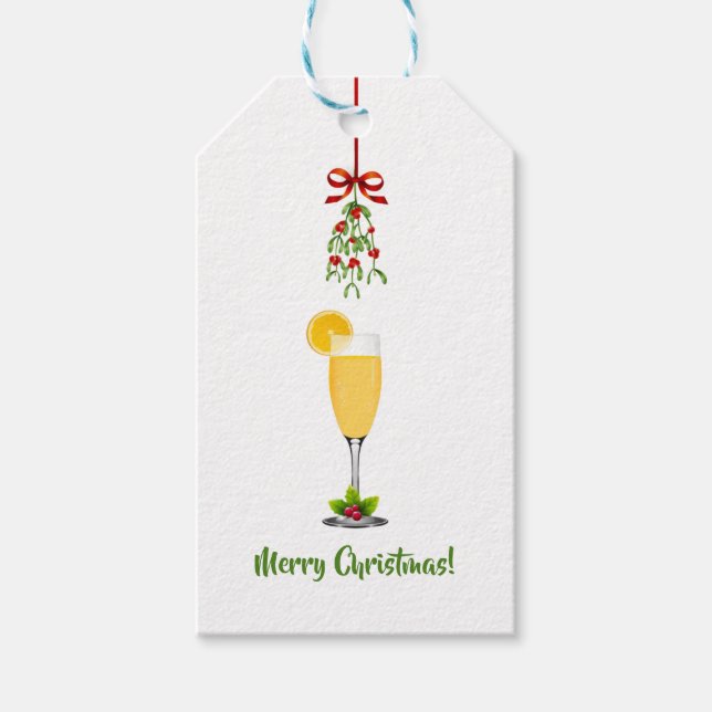 Mistletoe und Mimosas Weihnachten Danke Geschenkanhänger (Vorderseite)
