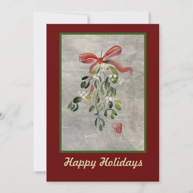 Mistletoe Watercolor Holiday Cards 12x18 Einladung (Vorderseite)