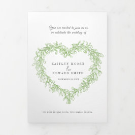 Mistletoe-Weiß Hochzeitsmahlzeit Option UAWG Tri Dreifach Gefaltete Einladung