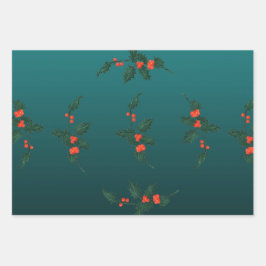 Mistletoe Wrapping Paper Flat Sheet Set 3 Geschenkpapier Set