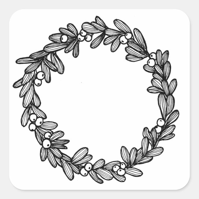 Mistletoe Wreath Quadratischer Aufkleber (Vorderseite)