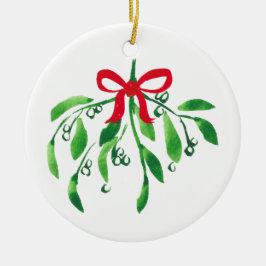 MistletoNAME & NAME Jahr Feierlicher Roter grüner Keramik Ornament