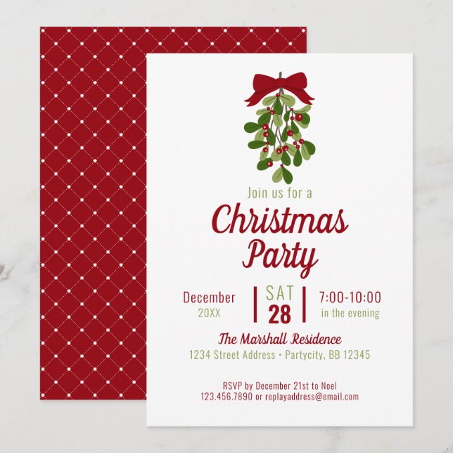Mistletowein Weihnachtsfeiertag Party Einladung (Vorne/Hinten)