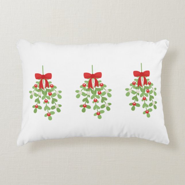 Mistletower Row und Rot Kariert Reversible Weihnac Dekokissen (Vorderseite)