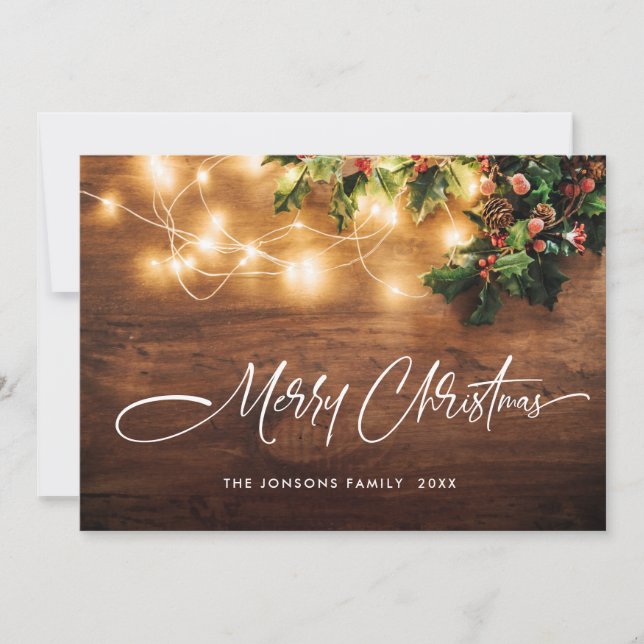 Mistletozweig Rustikale Weihnachtsgrüße Feiertagskarte (Vorderseite)