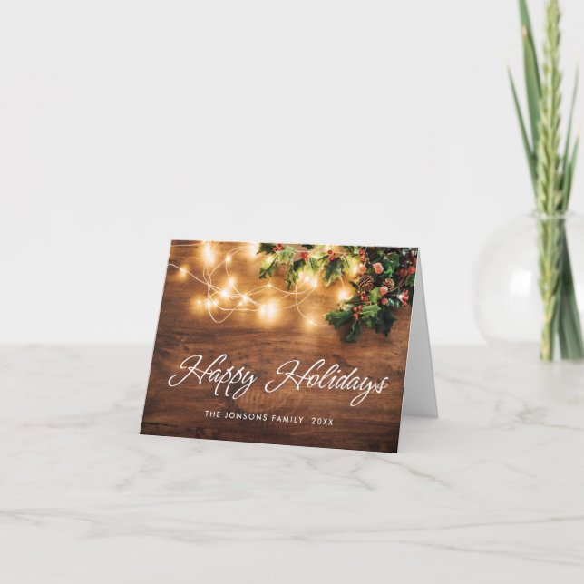Mistletozweig Rustikale Weihnachtsgrüße Feiertagskarte (Vorderseite)