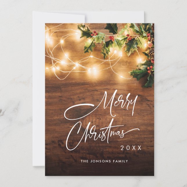 Mistletozweig Rustikale Weihnachtsgrüße Feiertagskarte (Vorderseite)
