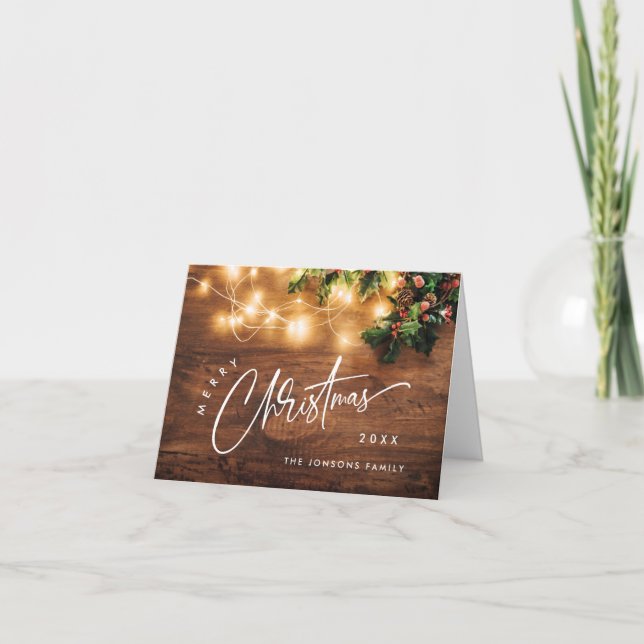 Mistletozweig Rustikale Weihnachtsgrüße Feiertagskarte (Vorderseite)