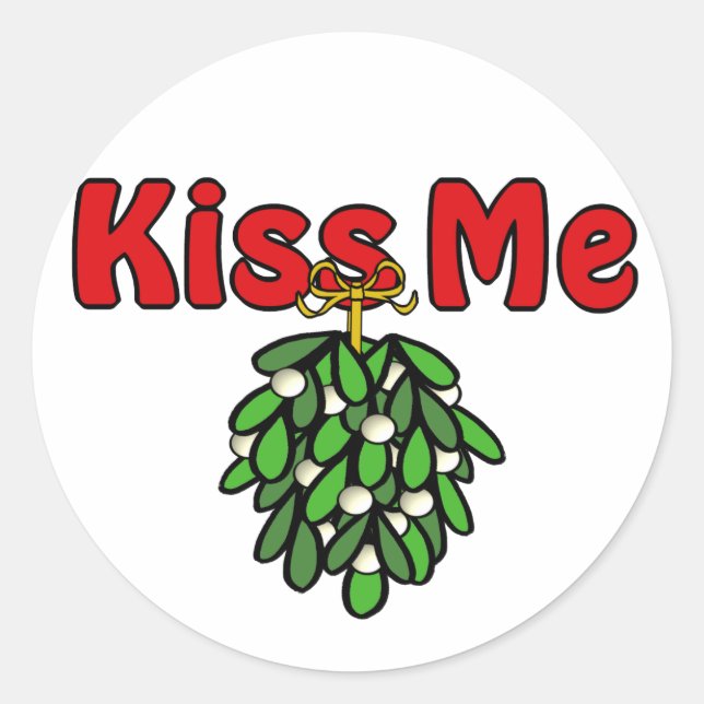 Mistltoe Kiss Me Runder Aufkleber (Vorderseite)
