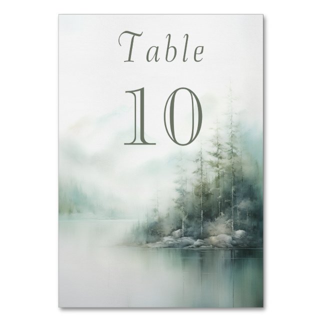 Mistral green forest Wedding Tischnummer (Vorderseite)