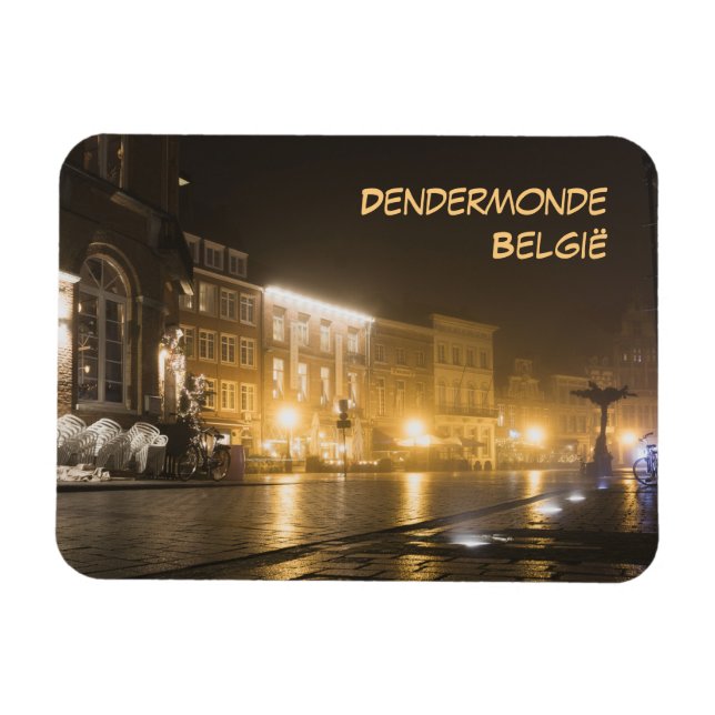 Misty Abend in Dendermonde, Belgien Magnet (Horizontal)