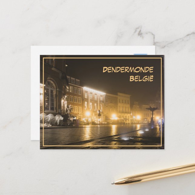 Misty Abend in Dendermonde, Belgien Postkarte (Vorderseite/Rückseite Beispiel)