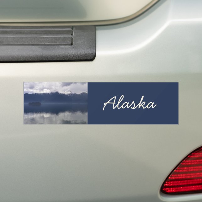 Misty Alaskan Sea in Shades of Blue Autoaufkleber (Auf Auto)