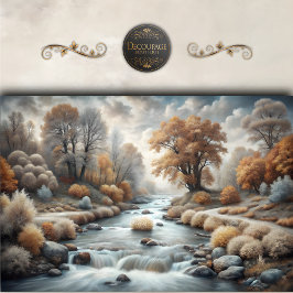 Misty Autumn River Glow Decoupage Seidenpapier