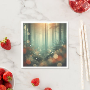 Misty Autumnal Morning Forest Bokeh Découpage Serviette