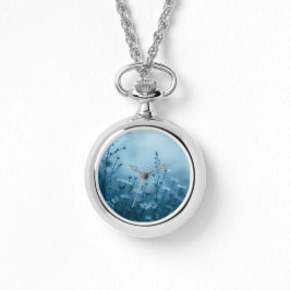 Misty Blue Little Blume Necklace Watch Armbanduhr