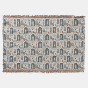 Misty Blue Moderne Boho Bögen Wurfdecke Decke