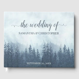 Misty Blue Mountains & Pines Rustikale Hochzeit Gästebuch