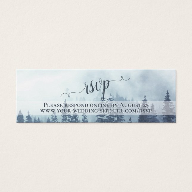 Misty Blue Mountains Wedding RSVP Online Card (Vorderseite)