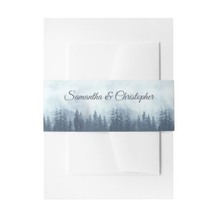 Misty Blue Pine Tree Forest Rustic Wedding Einladungsbanderole