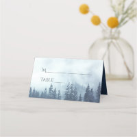 Misty Blue Pine Trees Rustikales Hochzeitsschreibe