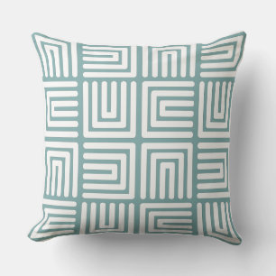 Misty Blue White Square Humps Kissen