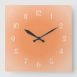 Misty Edges Orange Mattierte Designfarbe Quadratische Wanduhr